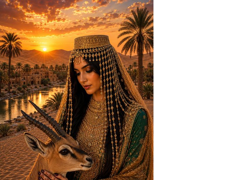Original Rural Life Digital by Suhaila Alqubaisi | Photorealism Art on Paper | GUARDIAN OF THE DEASERT