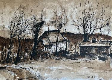 Original Expressionism Landscape Drawings by Vladimir Kezerashvili