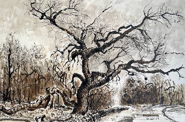 Original Expressionism Landscape Drawings by Vladimir Kezerashvili