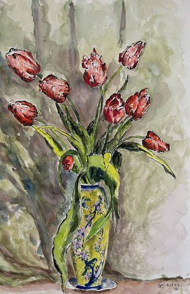 Original Expressionism Floral Paintings by Vladimir Kezerashvili