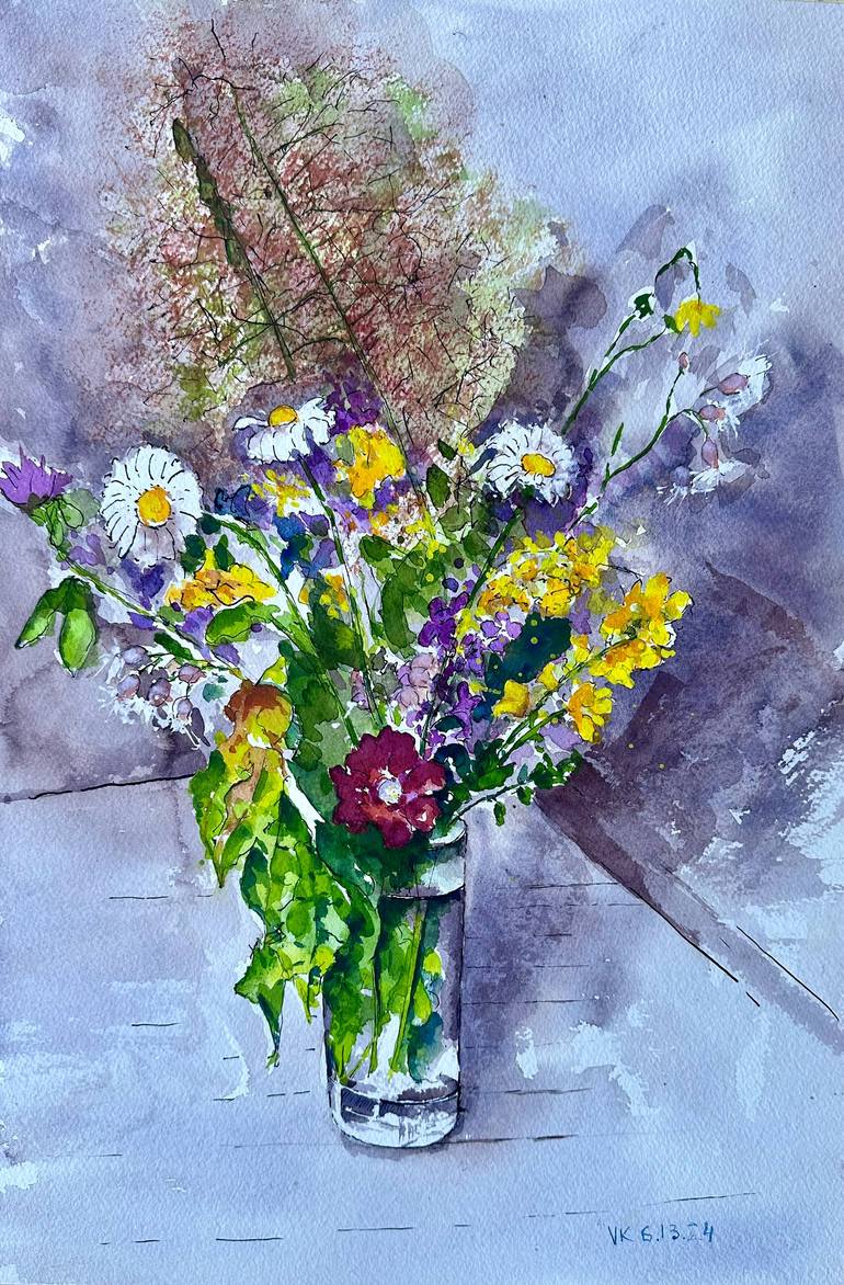 wild flowers Painting by V Kezerashvili | Saatchi Art
