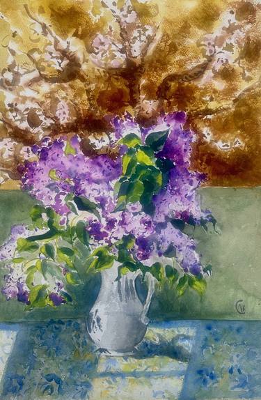 Original Abstract Still Life Painting by V Kezerashvili