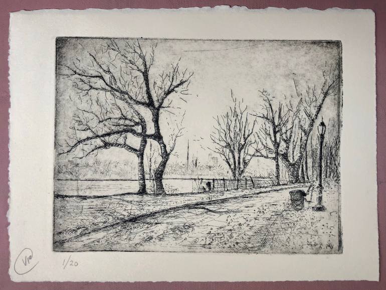 Original Expressionism Landscape Printmaking by V Kezerashvili