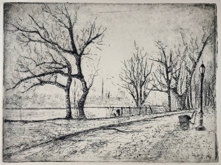 Original Expressionism Landscape Printmaking by V Kezerashvili