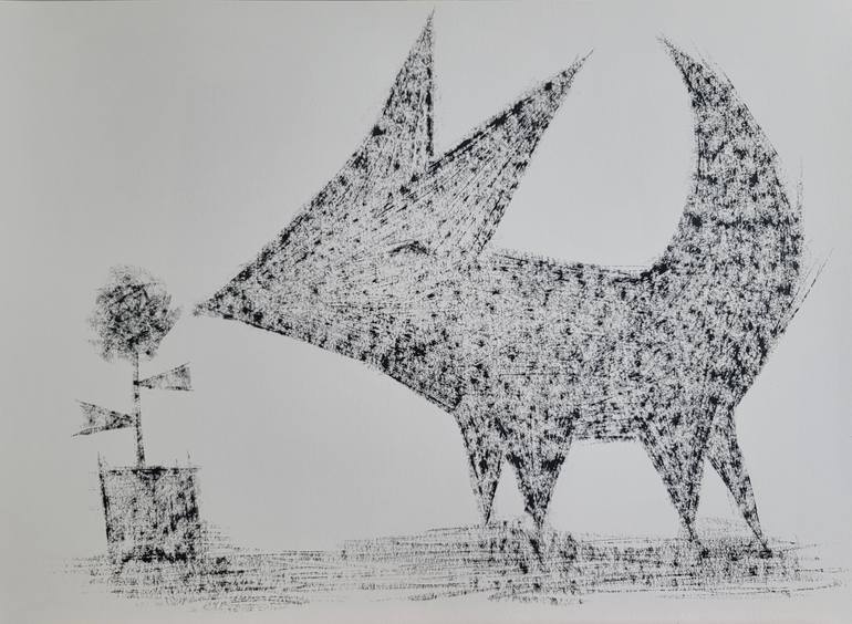 Original Animal Painting by Seoktae Kang | Symbolism Art on Paper | Little Prince_ Meet the Flowers
