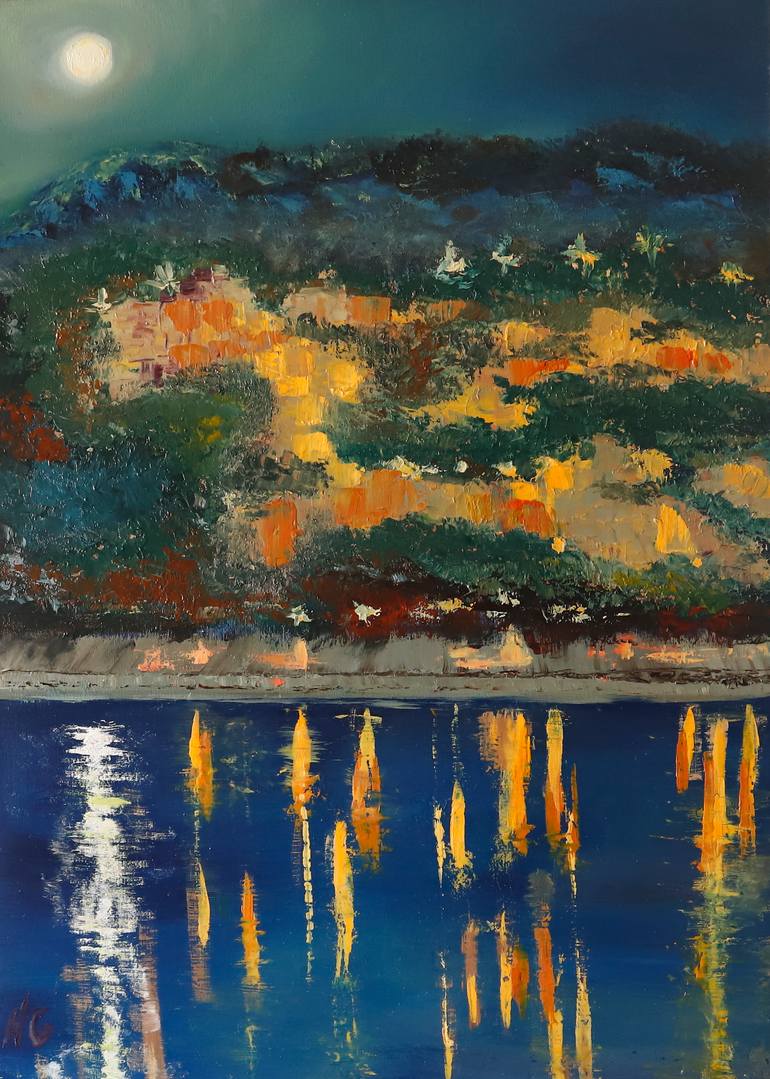Original Landscape Painting by Natalia Golosova | Abstract Expressionism Art on Canvas | The Breath of the Lake (ili "Respiro del Lago")