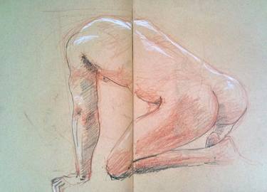 Original Impressionism Nude Drawings by Frank Forster