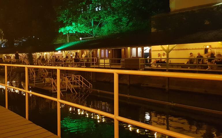 Original Architecture Photography by Caroline Cerar | Street Art Art on Paper | Nightlife at the Baths - Limited Edition of 25