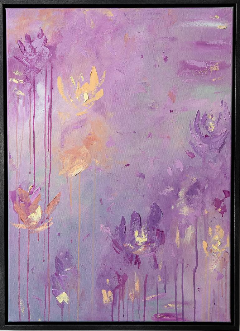 Original Abstract Painting by Claudia Andrasescu | Abstract Art on Canvas | Sunset in the garden