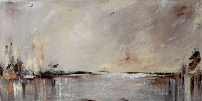 Original Abstract Painting by Claudia Andrasescu | Abstract Expressionism Art on Canvas | Calm by the lake