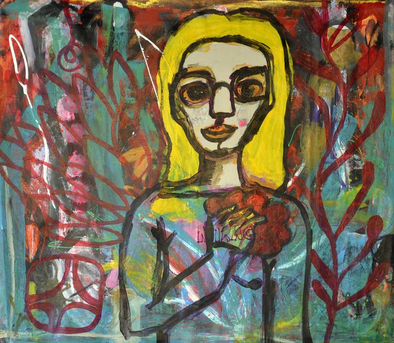 Blond lady with eyeglasses - Mulher Loura com Óculos Painting by Sónia ...