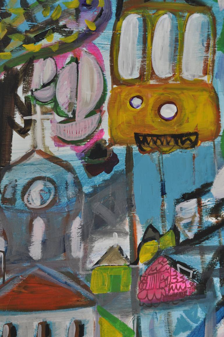 Original Abstract Expressionism Cities Painting by Sónia Queimado-Lima