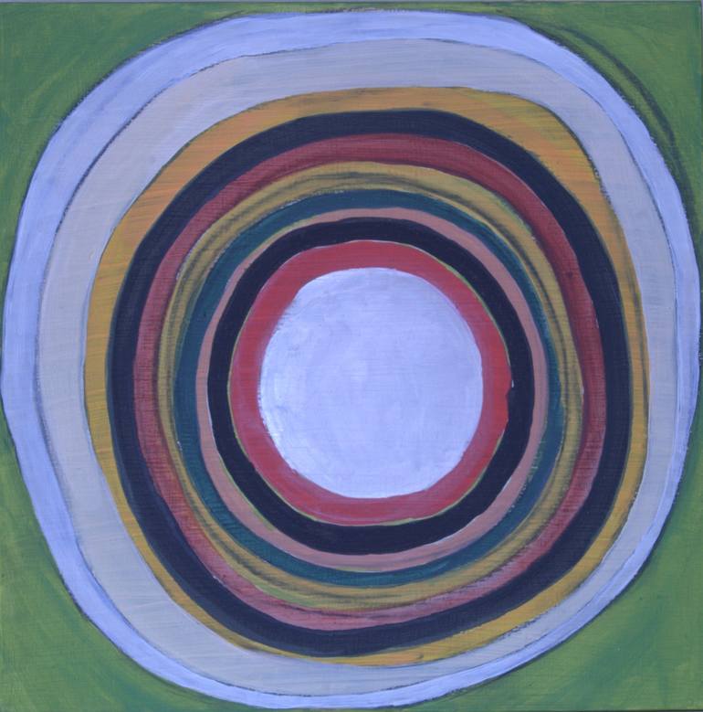 Circles, White-red-green Painting By Pablo Navarro Hevia 