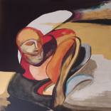 Human figure red orange white by Pablo Navarro Hevia