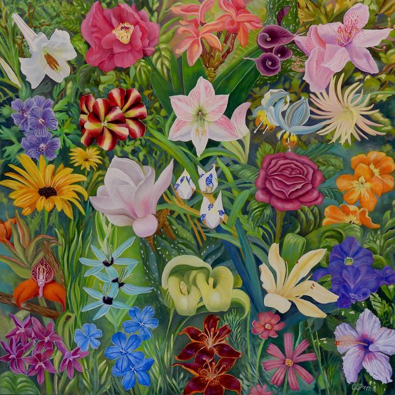 Original Botanic Painting by Caroline Street | Contemporary Art on Canvas | For the Love of Flowers