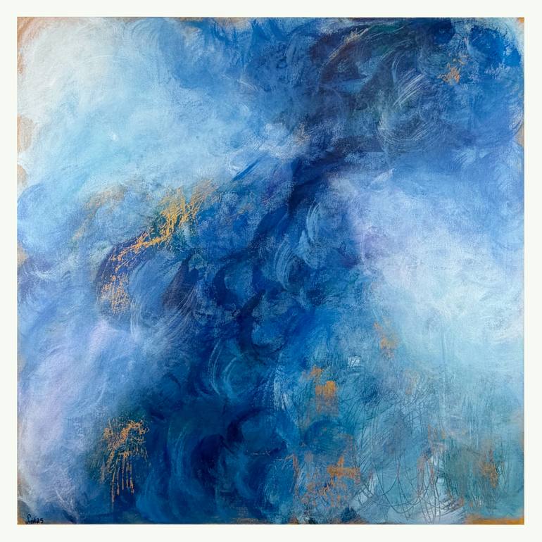P50号】good blue(cave) 油絵 oil painting P50号】good blue(cave