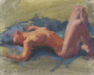 Surrender female nude oil painting on panel thumb