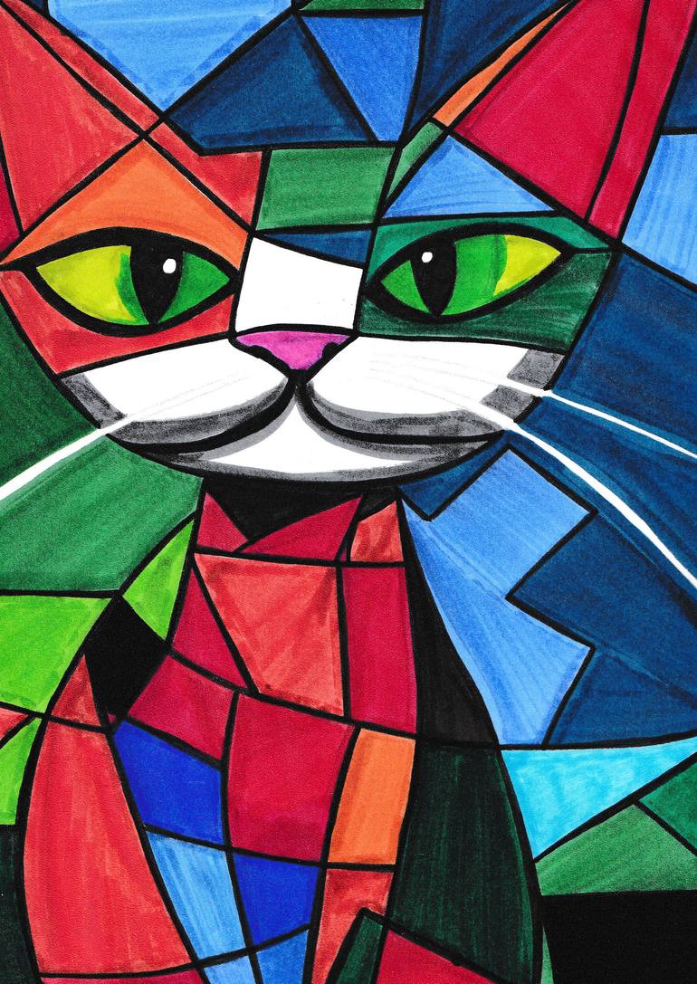 Original Animal Drawing by Nark Aymerich | Abstract Expressionism Art on Paper | The Children Of Color