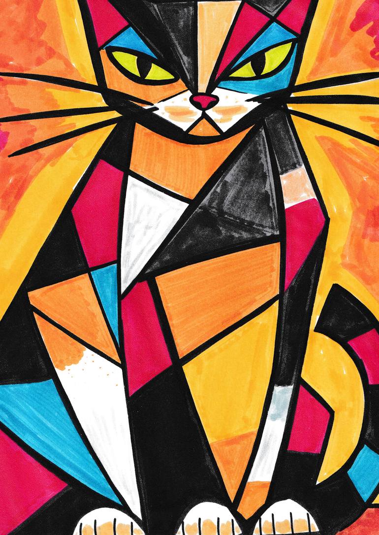 Original Animal Drawing by Nark Aymerich | Abstract Expressionism Art on Paper | The Guardian Of The Threshold