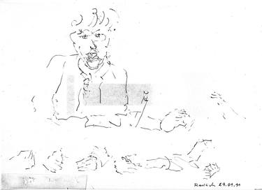 Original Expressionism People Drawings by Ingrid Redlich-Pfund
