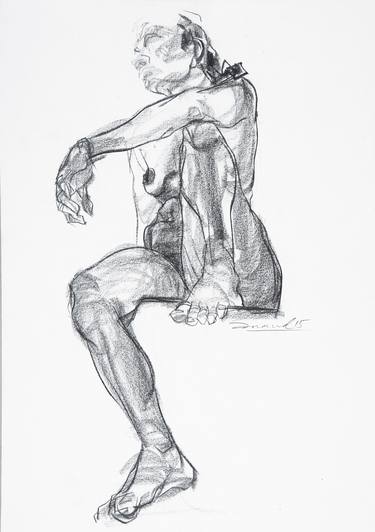 Original Nude Drawing by Anand Mahajani