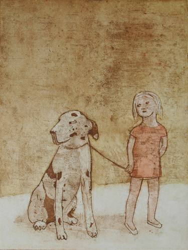 Walking The Dog. Etching. Limited Edition of 1/25. Printed by the artist. - SOLD thumb