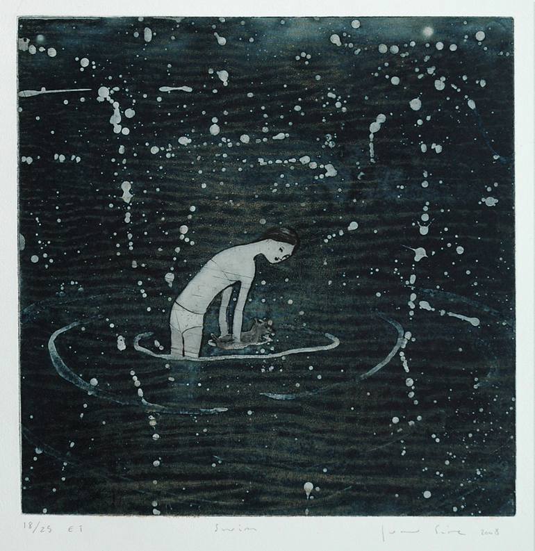 Original Realism People Printmaking by June Sira