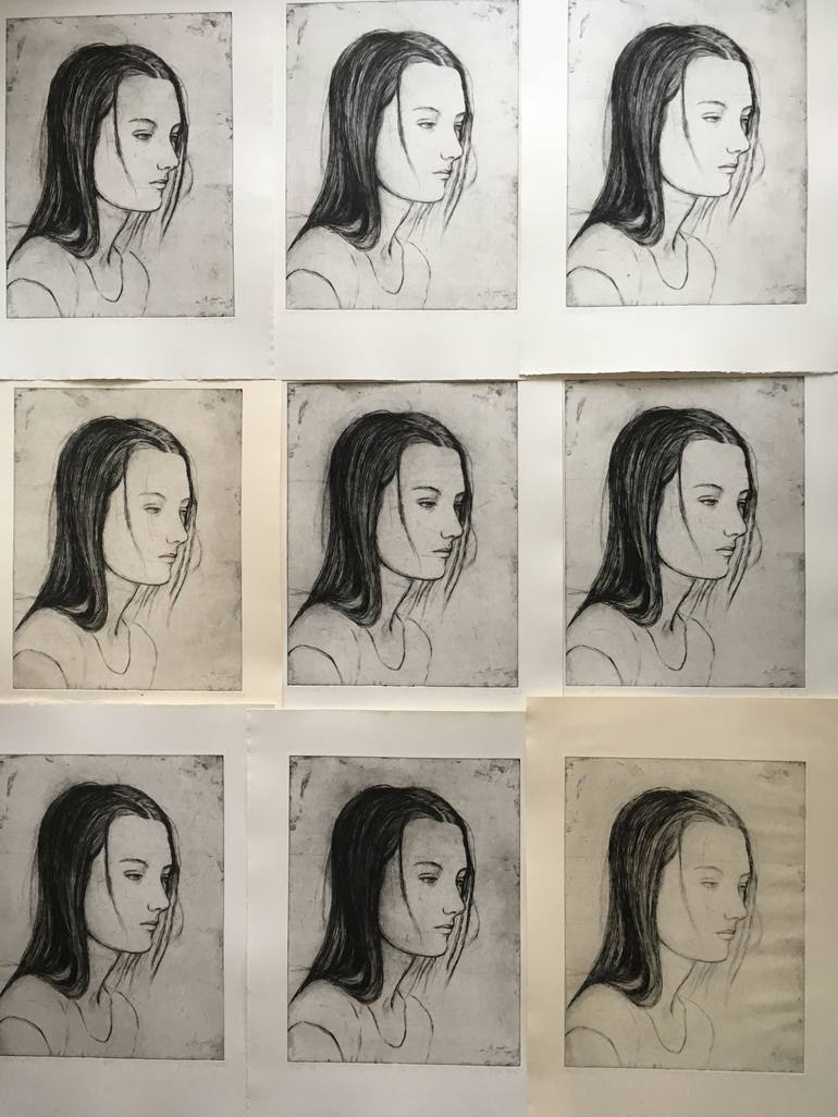 Original Figurative Portrait Printmaking by June Sira