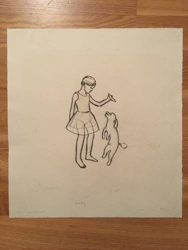Print of Dogs Printmaking by June Sira