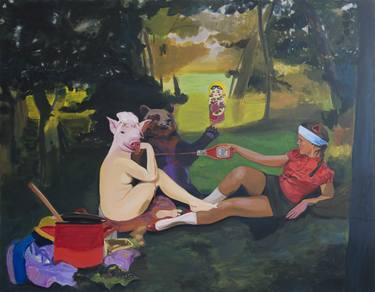 Original Impressionism Humor Painting by Justyna Kabala
