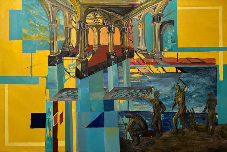 Original Architecture Painting by Dario Kuljaca | Conceptual Art on Canvas | Where the Mind Builds and the Body Toils