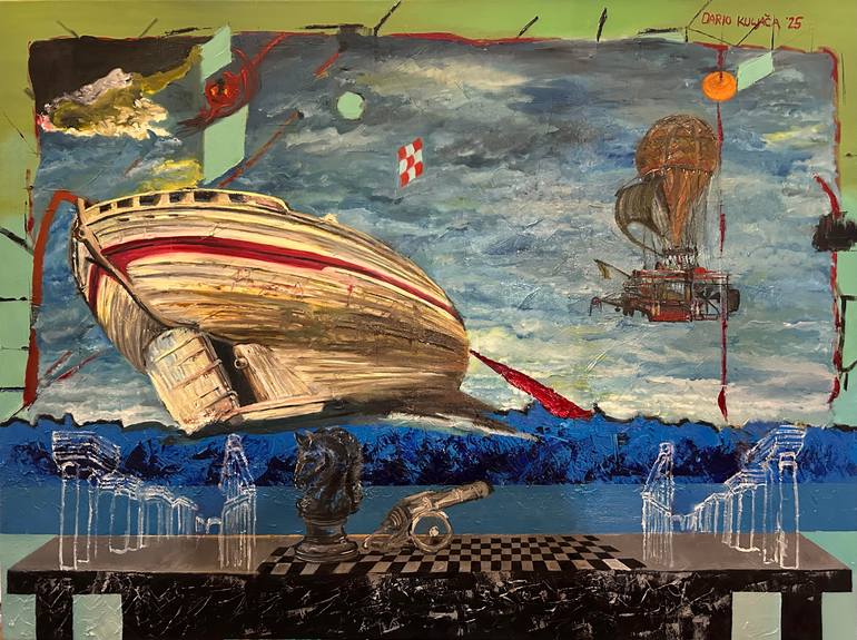 Original Architecture Painting by Dario Kuljaca | Surrealism Art on Canvas | Between Reality and Reflection