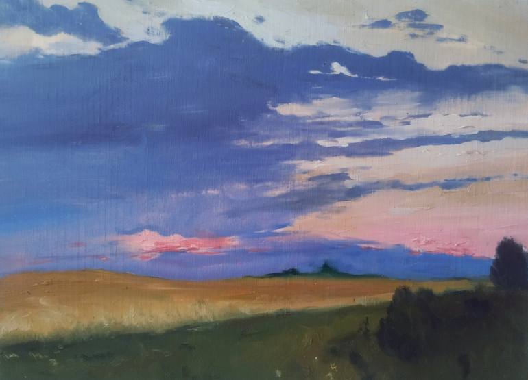 Original Sunset Painting by Endo Eden | Impressionism Art on Wood | After The Storm. Sunset