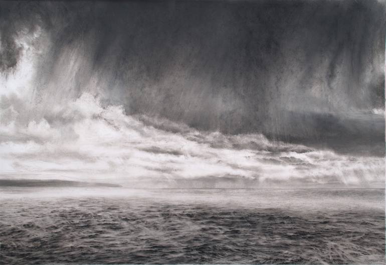 Sea Headland Rain Clouds Drawing By Duncan Hopkins Saatchi Art