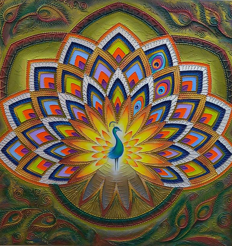 Original Animal Painting by Marina Afanasieva  Illustration Art on Other  Peacock