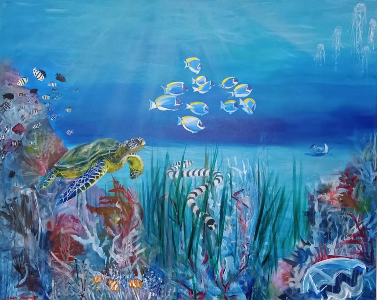 Original Ocean Painting by Christopher Jaworski | Realism Art on Canvas | Sea Colors 'Under the Sea'