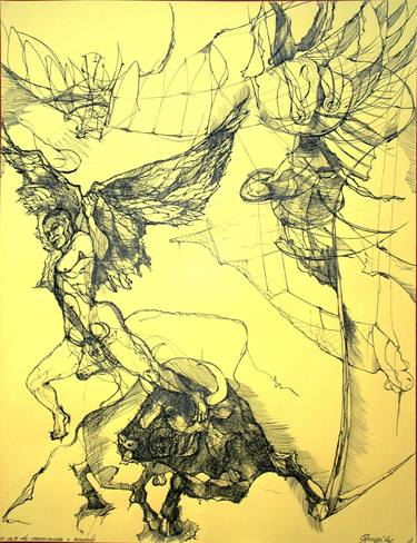 Original Surrealism Classical mythology Drawings by Enrique Gonzalez