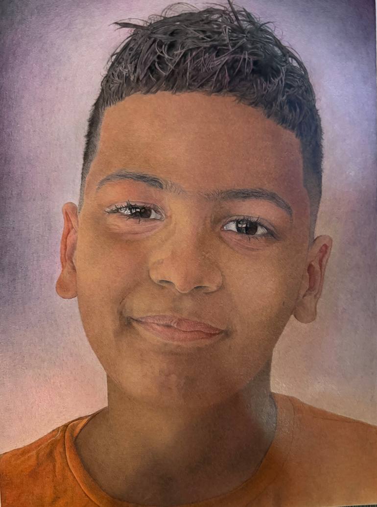 Original Children Drawing by Edgar Tejada | Photorealism Art on Paper | Portrait of a Young Soul