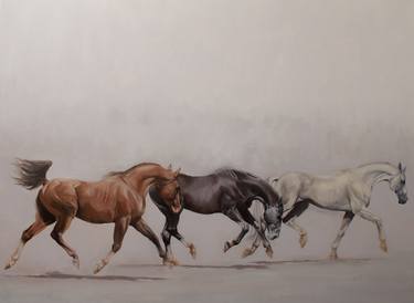 Original Figurative Horse Paintings by Zil Hoque