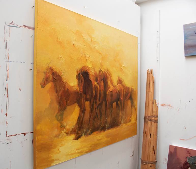 Original Expressionism Horse Painting by Zil Hoque