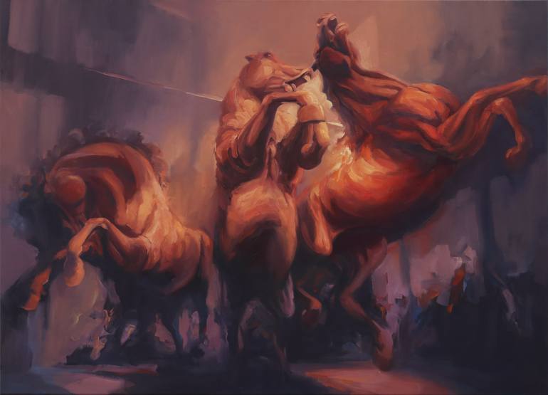 Original Expressionism Horse Painting by Zil Hoque