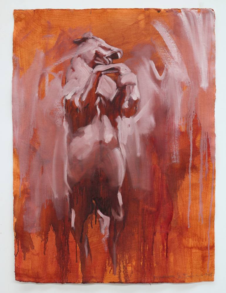 Original Expressionism Horse Painting by Zil Hoque