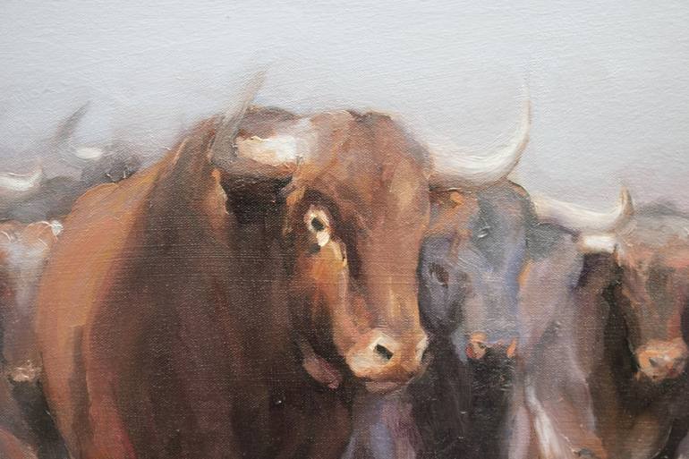 Original Figurative Cows Painting by Zil Hoque
