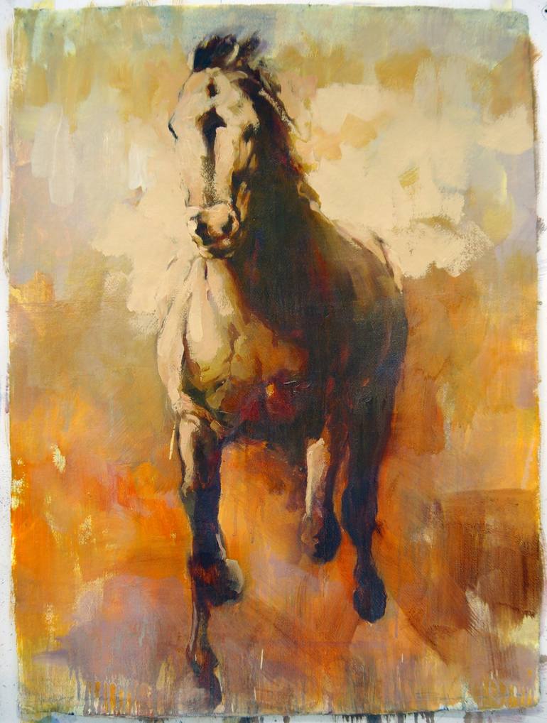 Original Impressionism Horse Drawing by Zil Hoque