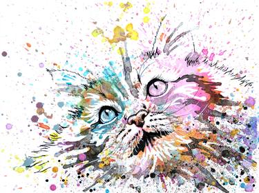 Print of Figurative Cats Paintings by Audrey Migeotte-Becthold