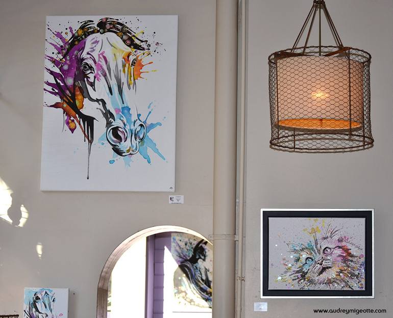 Original Figurative Cats Painting by Audrey Migeotte-Becthold