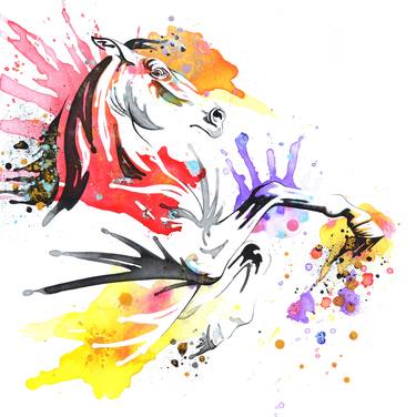 Print of Figurative Horse Paintings by Audrey Migeotte-Becthold