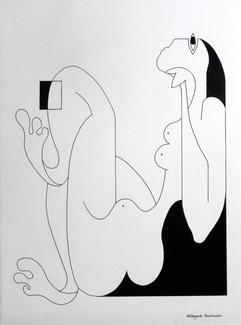 Original Abstract Women Painting by Hildegarde Handsaeme