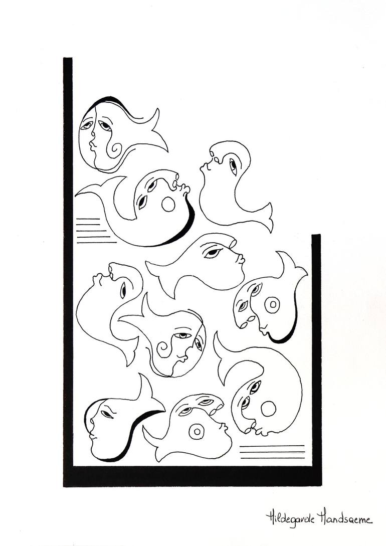Print of Abstract Expressionism Animal Drawings by Hildegarde Handsaeme