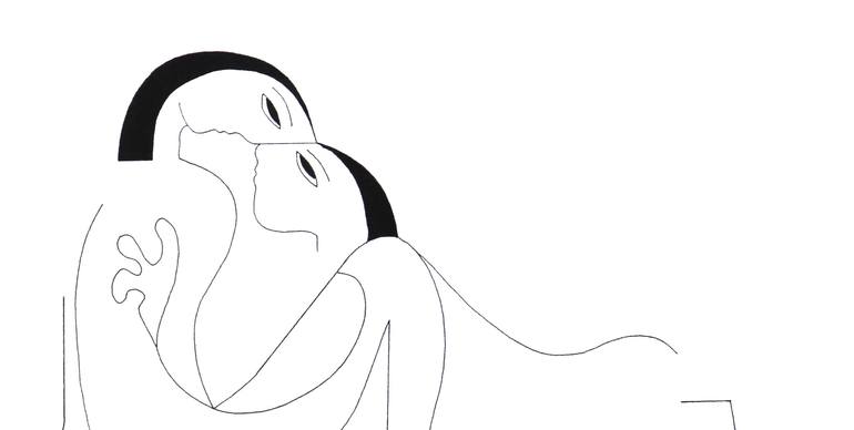 Original Abstract Expressionism Love Drawing by Hildegarde Handsaeme